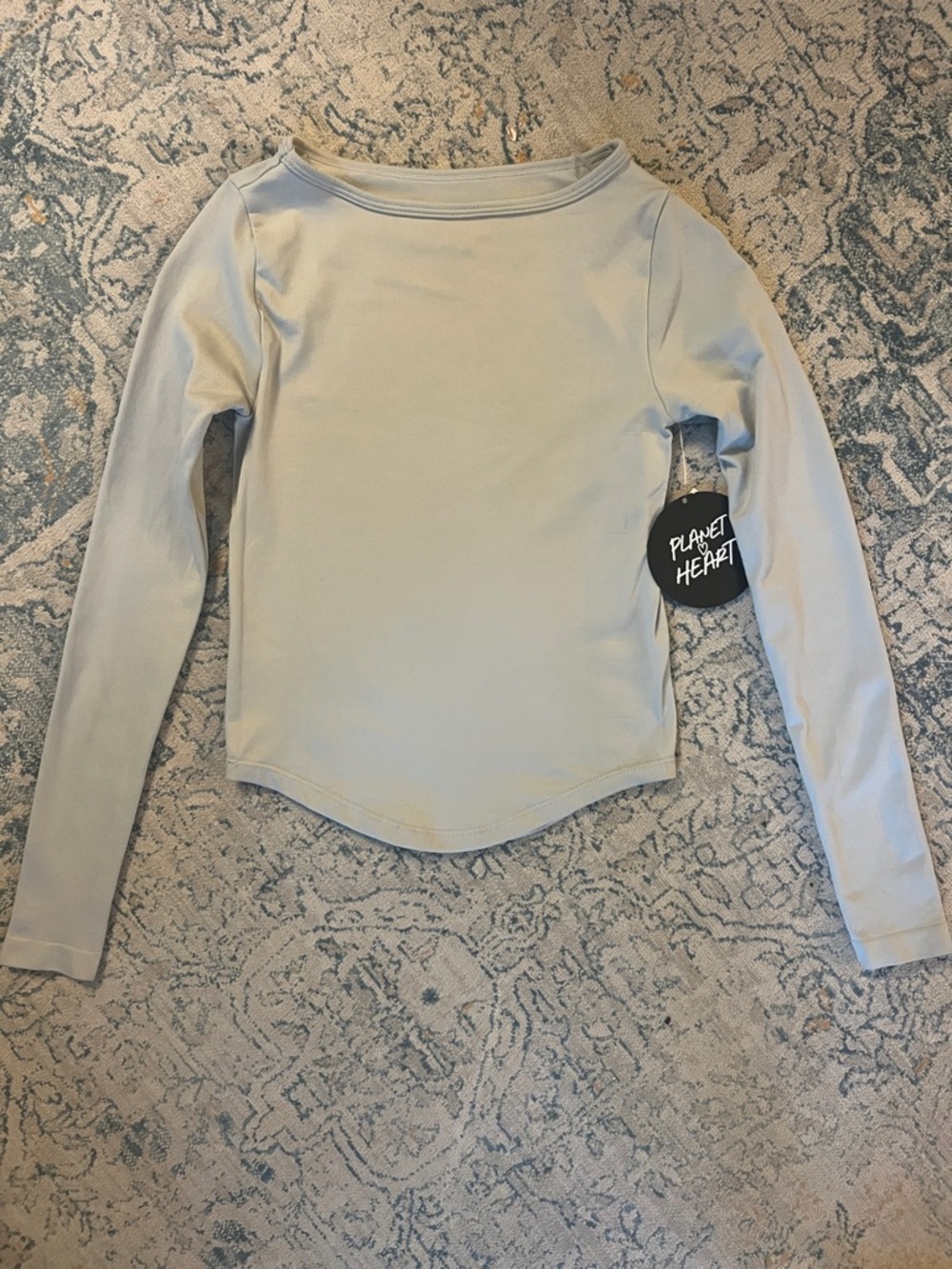 Long Sleeve Seamless Scoop Neck Top in Quiet Gray - fits like XS